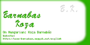 barnabas koza business card