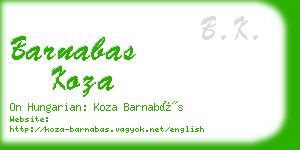 barnabas koza business card